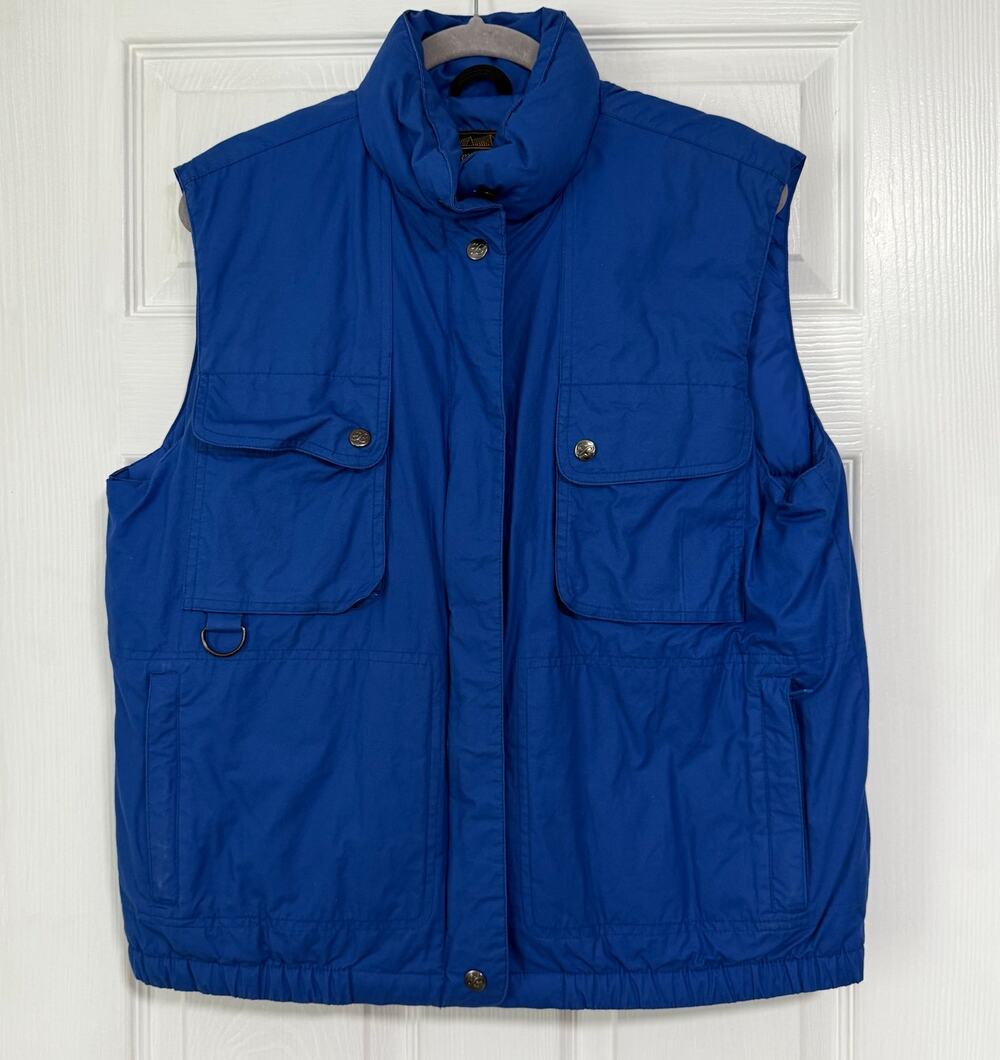 Eddie Bauer Women's Blue Goose Down Zip/ Snap Vest Size Large